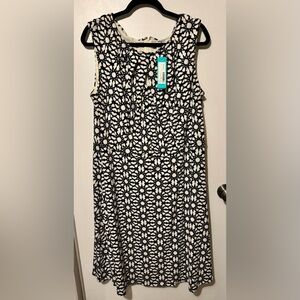 Wisp Black and White Jersey Tank Dress with Floral Pattern- New With Tags